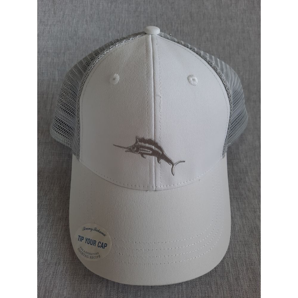 Tommy Bahama Mens White/Gray Mesh Adjustable Comfortable Sweatband Baseball Cap